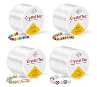 Set 400m Hilo Elástico Transparente para Pulseras, 4 Grosor 0.4/0.6/0.8/1mm, Cuerda Resistente para Manualidades y Creación de Pulseras DIY