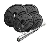 Marbo Sport Conjunto 45kg | Barra olímpica 180 cm + Discos de Pesas 2x10kg, 2x5kg | Made in EU