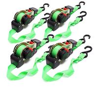 Set 4X Correas sujeción automáticas 3,5m x 25mm 320daN PES Autoenrollables Ganchos-S Asegurar Cargas