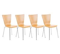 Set 4X Sillas de Visita Aaron I Juego de 4X Silla de Comedor con Asiento de Madera I 4X Silla de Cocina Apilable I Color:, Color:Natura