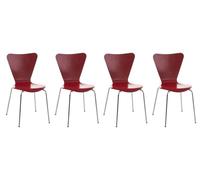 Set 4x sillas de visita calisto madera rojo 49x45x85 cm