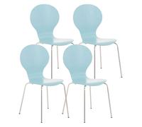 CLP Set 4X Sillas de Visita Diego Apilable I Juego de 4X Silla de Comedor con Asiento de Madera I 4X Silla de Cocina con Base de Metal I Color:, Color:Azul Claro