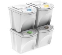 Set de 4 cubos de basura KEDEN SORTIBOX papelera reciclaje, blanco roto, volumen 4x25L