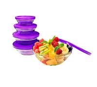 SET 5 BOLES DE CRISTAL CON TAPA ANTIDESLIZANTE JOCCA 4497N - 125/200/350/500/900ML - APILABLES - APTOS MICROONDAS