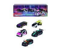 Set 5 Coches Miniatura Majorette SL Neon Racer 1/64 con Detalles Neón