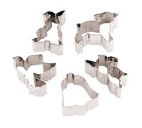 Set 5 Cortador Pascua 8x8 CM Acero Inoxidable Paderno Formas Biscotti Pascua