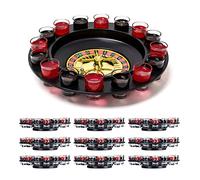Set 5 Juegos para Beber Ruleta de Casino, de 2 a 8 Jugadores, 80 Vasitos Chupito 2, 10 bolas, Celebraciones, Rojo/Negro