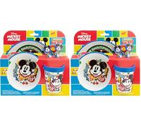 SET 5 PCS ANTIDESLIZANTE (PLATO, CUENCO, VASO Y CUBIERTOS) PREMIUM BICOLOR EN CAJA MICKEY TRUE CHAMPIONS (Paquete de 2)