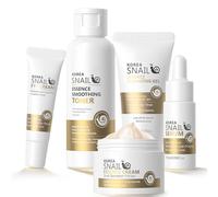 Set 5 Piezas Cuidado Facial con Mucina de Caracol,Rutina Completa Hidratante y Revitalizante,Limpieza,Tónico,Sérum,Crema & Contorno de Ojos,Para Todo Tipo de Piel