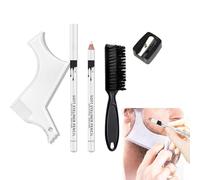 Set 5 Piezas para Dar Forma al Vello Facial y Línea de Cabello, Incluye Plantilla de Barba, 2 Lápices Blancos, Afilador y Peine, Hombre, Diseño Preciso y Profesional