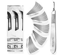 Set - 50 piezas hojas de bisturí No. 12 y mango de bisturí No. 3 - Hojas de repuesto para bisturí hechas de acero al carbono - Estéril