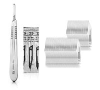 Set - 50 piezas hojas de bisturí No. 25 y mango de bisturí No. 4 - Hojas de repuesto para bisturí hechas de acero al carbono - Estéril