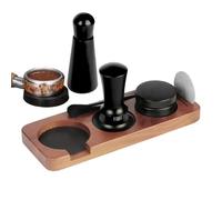Set 51 mm for Portafilter, Coffee Distributor, Dosing Ring Tool,Seven Pieces, Premium Steel Kit, Tamper Mat with Black Style, Espresso Accessory for Home Cafe Espresso Machine