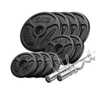 Set 55kg | Barra olímpica, barra de curl ligeramente curvada de, discos de pesas