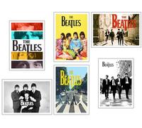 Set 6 Láminas A3 Decorativas Pared para Cuadros Decoración Salón Modernos, Dormitorios, Habitación, SIN Marco, Los Beatles, (41 x 29,7 cm)