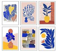 Set 6 Láminas A4 Decorativas Pared para Cuadros Decoración Salón Modernos, Dormitorios, Habitación, SIN Marco, Abstracto, Floral, (29,7 x 21 cm)