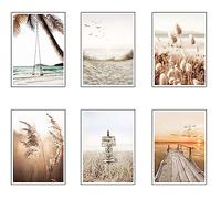 Set 6 Láminas A4 Decorativas Pared para Cuadros Decoración Salón Modernos, Dormitorios, Habitación, SIN Marco, paisaje, playa, naturaleza, (29,7 x 21 cm)