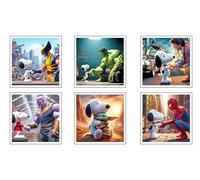 DKORARTE Set 6 Láminas A4 Decorativas Pared para Cuadros Decoración Salón Modernos, Dormitorios, Habitación, SIN Marco, Snoopy, (29,7 x 29,7 cm)