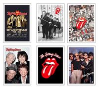 Set 6 Láminas A4 Decorativas Pared para Cuadros Decoración Salón Modernos, Dormitorios, Habitación, SIN Marco, Los Rolling Stones, (29,7 x 21 cm)