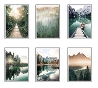 Set 6 Láminas A4 Decorativas Pared para Cuadros Decoración Salón Modernos, Dormitorios, Habitación, SIN Marco, paisaje, playa, naturaleza, (29,7 x 21 cm)