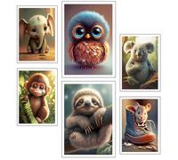 Set 6 láminas Decorativas Pared para Cuadros Decoración Salón Modernos, Dormitorios, Habitación, SIN Marco, naturaleza y animales (2x A3 (41 x 29,7 cm) ; 4x A4 (29,7 x 21 cm))