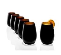 Set 6 Piezzi Vasos De Agua De Vidrio Negro Interior Bronce 46,5 Cl