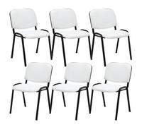 Set 6 sillas de conferencia ken en cuero pu simil cuero blanco 53x53x83 cm