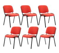 CLP Set De 6 Sillas De Conferencia Ken Tapizadas En Tela | 6 Sillas De Reuniones Apilables I 6 Sillas De Espera con Base De Metal I Color:, Color:Rojo