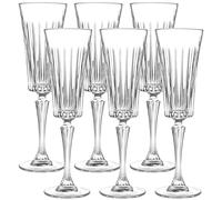 Set De 6 Pz. Copas Flute Grandes De Vidrio Para Mesa Drink Timeless Dof 210 Ml