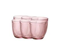 SET 6 VASOS BAJOS VIDRIO ROSAS LINE 29CL