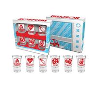 Set 6 Vasos de Chupito Hospital con Distintos Iconos y Frases Divertidas
