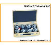 Set 8 Bolas Petanca En Caja De Madera Con Bolitas Y Medidor