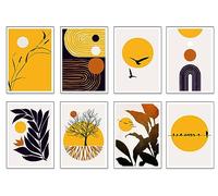 Set 8 cuadros base madera, Decoración Salón Modernos, Dormitorios, Habitación, Abstracto, Floral con colgadores metálicos, (29 x 20 cm cada cuadro)