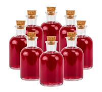 Relaxdays frascos de cristal, set de 8, tapón corcho, 150 ml, transparentes