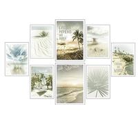 Set 8 láminas Decorativas Pared para Cuadros Decoración Salón Modernos, Dormitorios, Habitación, SIN Marco, paisaje, playa, naturaleza (2x A3 (41 x 29,7 cm) ; 6x A4 (29,7 x 21 cm))