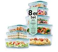 Set 8x Botes Herméticos Cristal Fiambrera Congelar + Klick Tapa Stock Contenedor