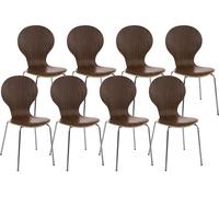Set 8x sillas de visita diego apilable madera nogal 45x43x86 cm
