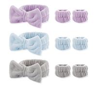 Set 9 Piezas Diadema Facial Spa y Muñequeras de Lavado, Diadema Cosmética Maquillaje y Bandas para Muñeca, Desmaquillante y Muñequeras para Lavar la Cara para Belleza Cuidado y Yoga