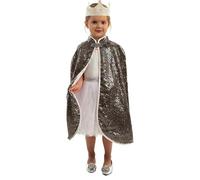 Set Accesorios Princesa Oro Rosa Brillante para niñas y niños, Capa y corona dorado, Complemento para disfraz, Accesorio para Carnaval, Fiestas y cumpleaños