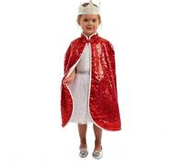 Set Accesorios Princesa Oro Rosa Brillante para niñas y niños, Capa y corona dorado, Complemento para disfraz, Accesorio para Carnaval, Fiestas y cumpleaños