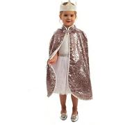 Set Accesorios Princesa Oro Rosa Brillante para niñas y niños, Capa y corona dorado, Complemento para disfraz, Accesorio para Carnaval, Fiestas y cumpleaños