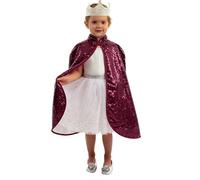 Set Accesorios Princesa Oro Rosa Brillante para niñas y niños, Capa y corona dorado, Complemento para disfraz, Accesorio para Carnaval, Fiestas y cumpleaños