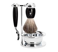 Set Afeitado Mühle Brocha Afeitar, Soporte, Bol & Maquinilla Mach3 Serie Vivo Negra
