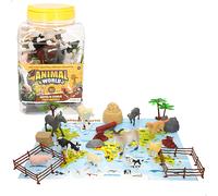 ColorBaby Animal World - Cubo Animales de Granja, 30 Piezas, Tapete Mapa en inglés, Figuras realistas Animales, Juego simbólico, Set Educativo, Diversión y Aprendizaje + 3 años (39319)