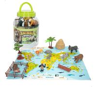 Set animales jungla con mapa del mundo y accesorios 19 pzas. Animal World