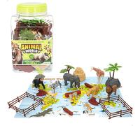 ColorBaby Animal World - Cubo Animales alvajes, 30 Piezas, Tapete Mapa en inglés, Figuras realistas Animales, Juego simbólico, Set Educativo, Diversión y Aprendizaje + 3 años (39320)