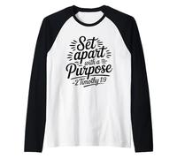 Set Apart with A Purpose - Verso bíblico Retro Christian Faith Camiseta Manga Raglan