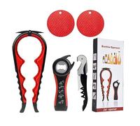 Set Apribottiglie & Apriscatole 5 en 1 e 4 en 1, versión Aggiornata per Anziani e Artrite, Apribarattoli Ergonomico con Grip en silicona per Mani Deboli (Rosso)