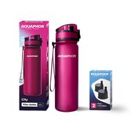 Set AQUAPHOR CITY Botella De Agua Con Filtro Incluido 1+2 Paquete, 500 Ml, Rubí
