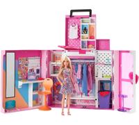 Barbie Fashionista Armario de ensueño 2.0 Maletín para gardar ropa de muñeca con +30 accesorios de moda, muñeca y 4 looks incluidos, juguete +3 años (Mattel HGX57)